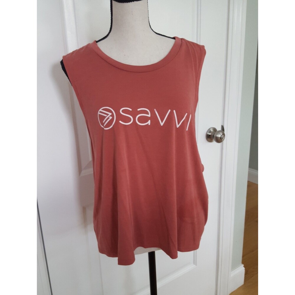 Savvi Logo Tank top Women's Terracotta,‎ Size Large  Workout Athleisure Yoga